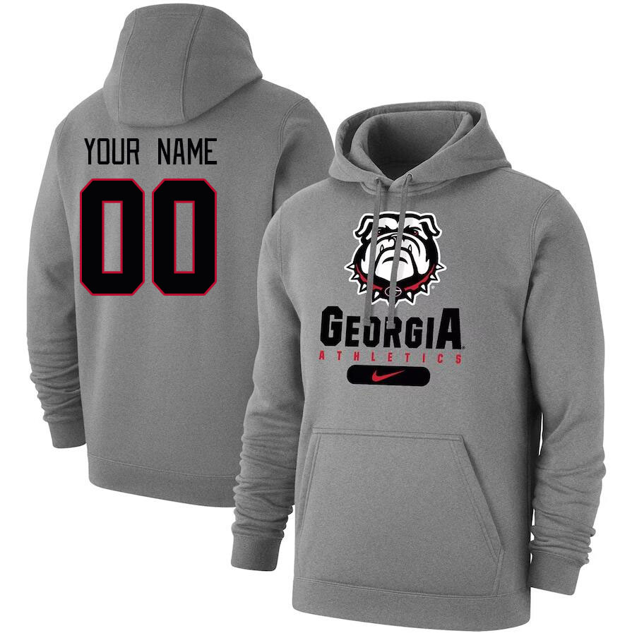 Custom Georgia Bulldogs Name And Number College Hoodie-Gray